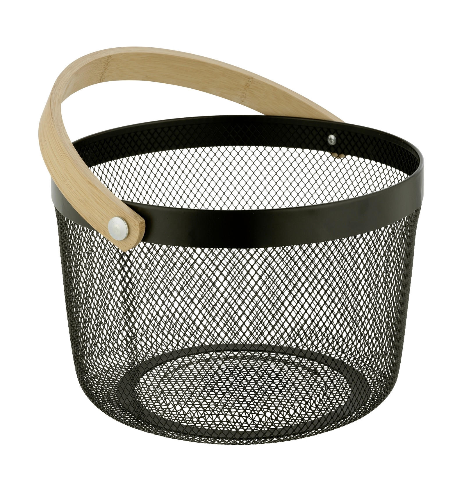 AUFBEWAHRUNGSKÖRBCHEN  - Schwarz/Naturfarben, KONVENTIONELL, Holz/Metall (25/17/25cm) - Wenko