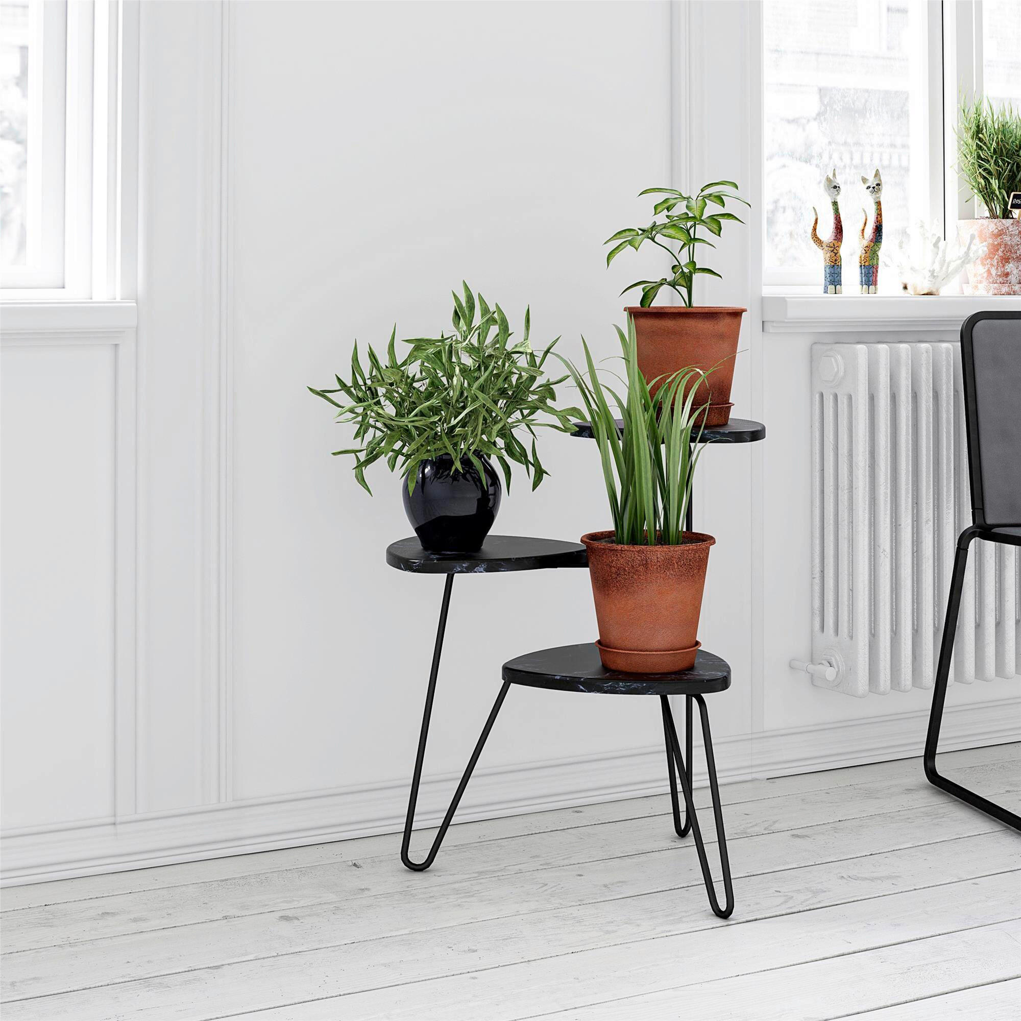 BLUMENSTÄNDER in Metall, Holzwerkstoff  - Schwarz, Design, Holzwerkstoff/Metall (55/63/52cm) - MID.YOU