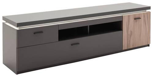 TV-ELEMENT Grau, Eichefarben - Eichefarben/Anthrazit, Design, Holzwerkstoff/Metall (196/57/44cm) - Carryhome