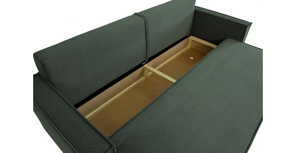 SCHLAFSOFA  mit Rücken echt, Armteil links, Armteil rechts Cord Dunkelgrün  - Dunkelgrün/Schwarz, Design, Textil (232/85/92cm) - Xora