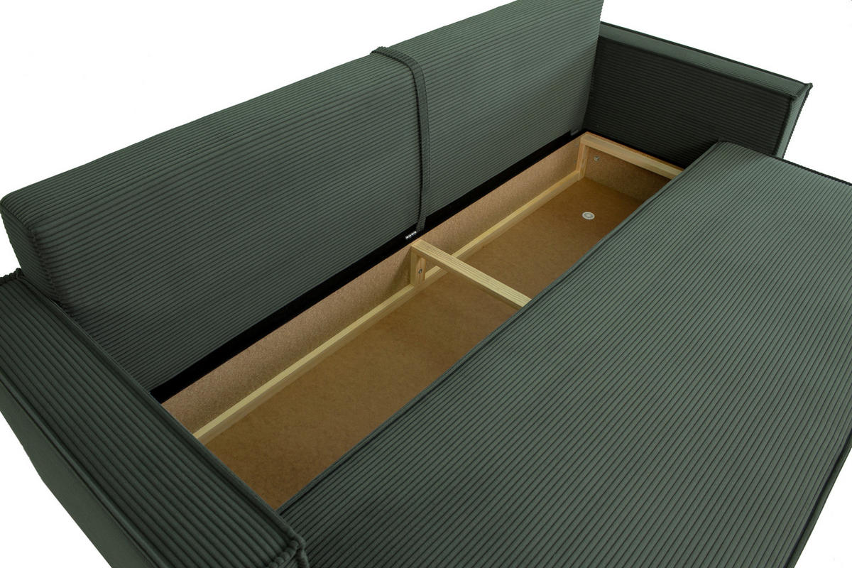 SCHLAFSOFA  mit Rücken echt, Armteil links, Armteil rechts Cord Dunkelgrün  - Dunkelgrün/Schwarz, Design, Textil (232/85/92cm) - Xora