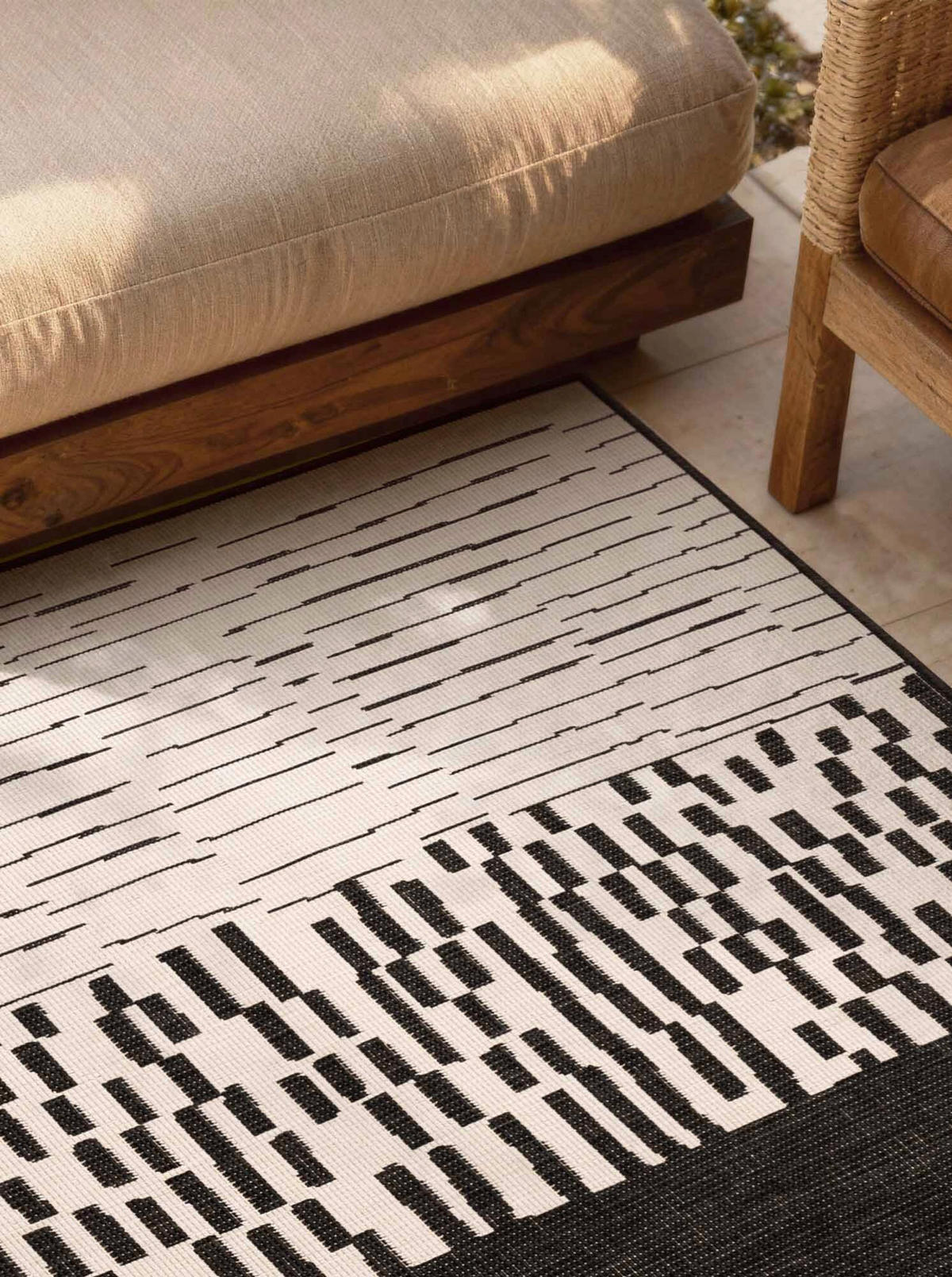 FLACHWEBETEPPICH 120/170 cm Haringey Schwarz, Weiß  - Schwarz/Weiß, Basics, Kunststoff (120/170cm)