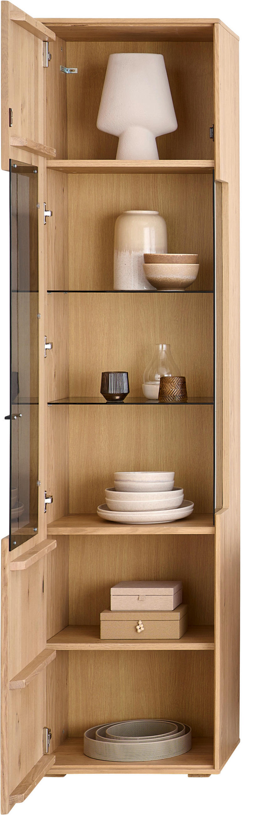 VITRINE Eichefarben  52/205/38 cm  - Eichefarben/Schwarz, Natur, Glas/Holz (52/205/38cm) - Cantus
