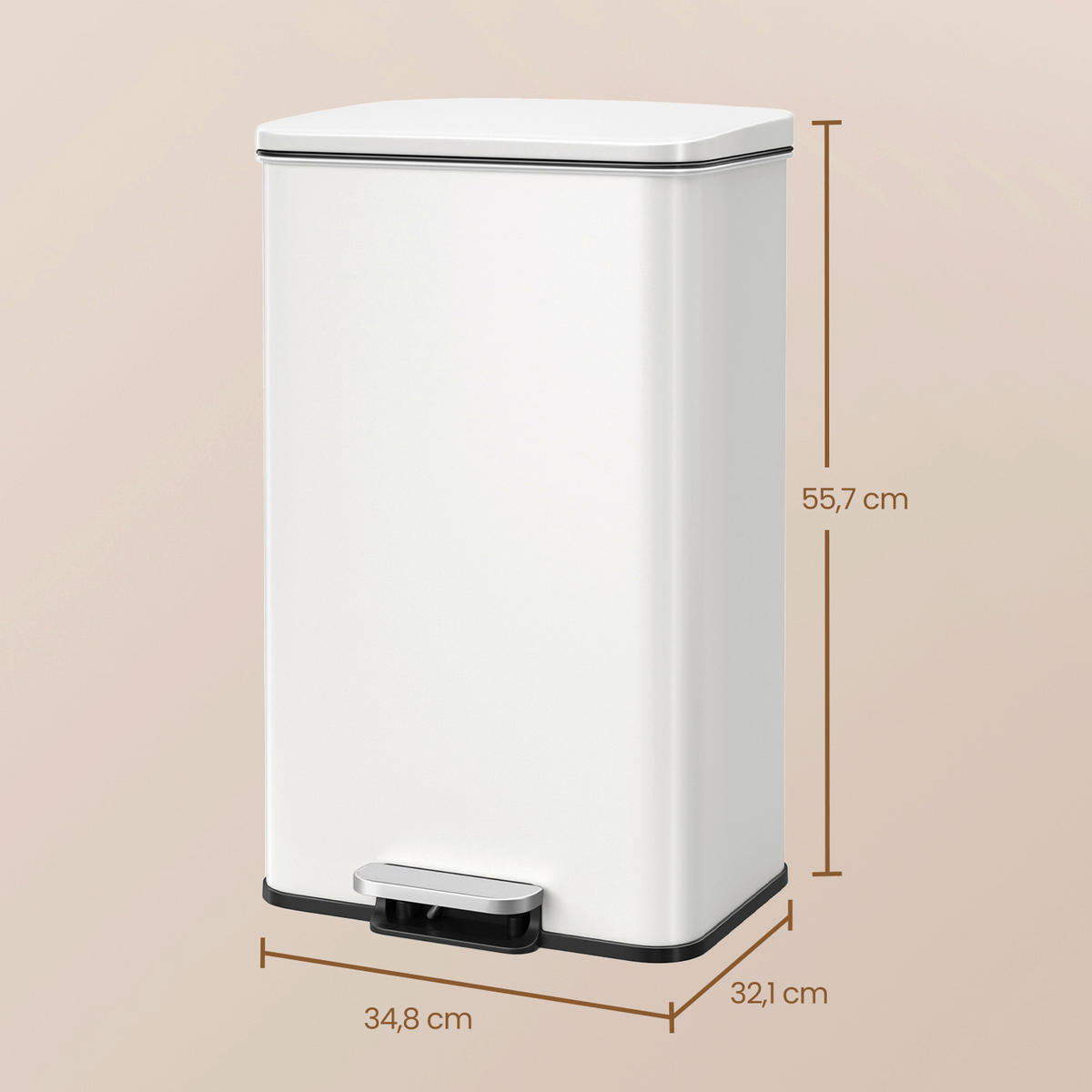 KOŠ NA ODPADKY  40 l - bílá/černá, Basics, kov/plast (34,8/55,7/32cm)