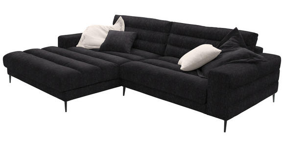 ECKSOFA in Flachgewebe Schwarz 207/296 cm - Schwarz, Design, Textil/Metall (207/296cm) - Dieter Knoll