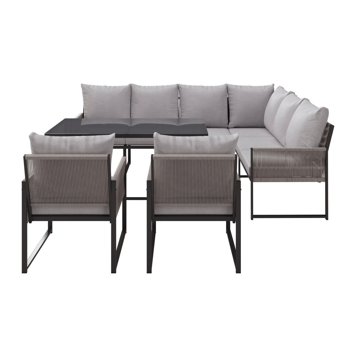 Set Mobilier De Grădină 5 piese  - gri deschis/antracit, Romantik / Landhaus, plastic/sticlă (256/244cm) - Ambia Garden