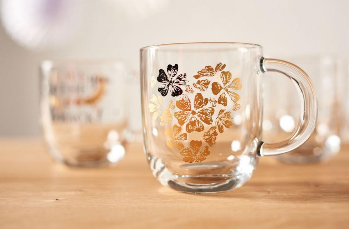 TASSE 400 ml  - Klar/Goldfarben, Basics, Glas (14/15/8,7cm) - Leonardo