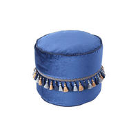POUF Samt 45/38/45 cm  - Blau/Goldfarben, LIFESTYLE, Textil (45/38/45cm) - Kayoom