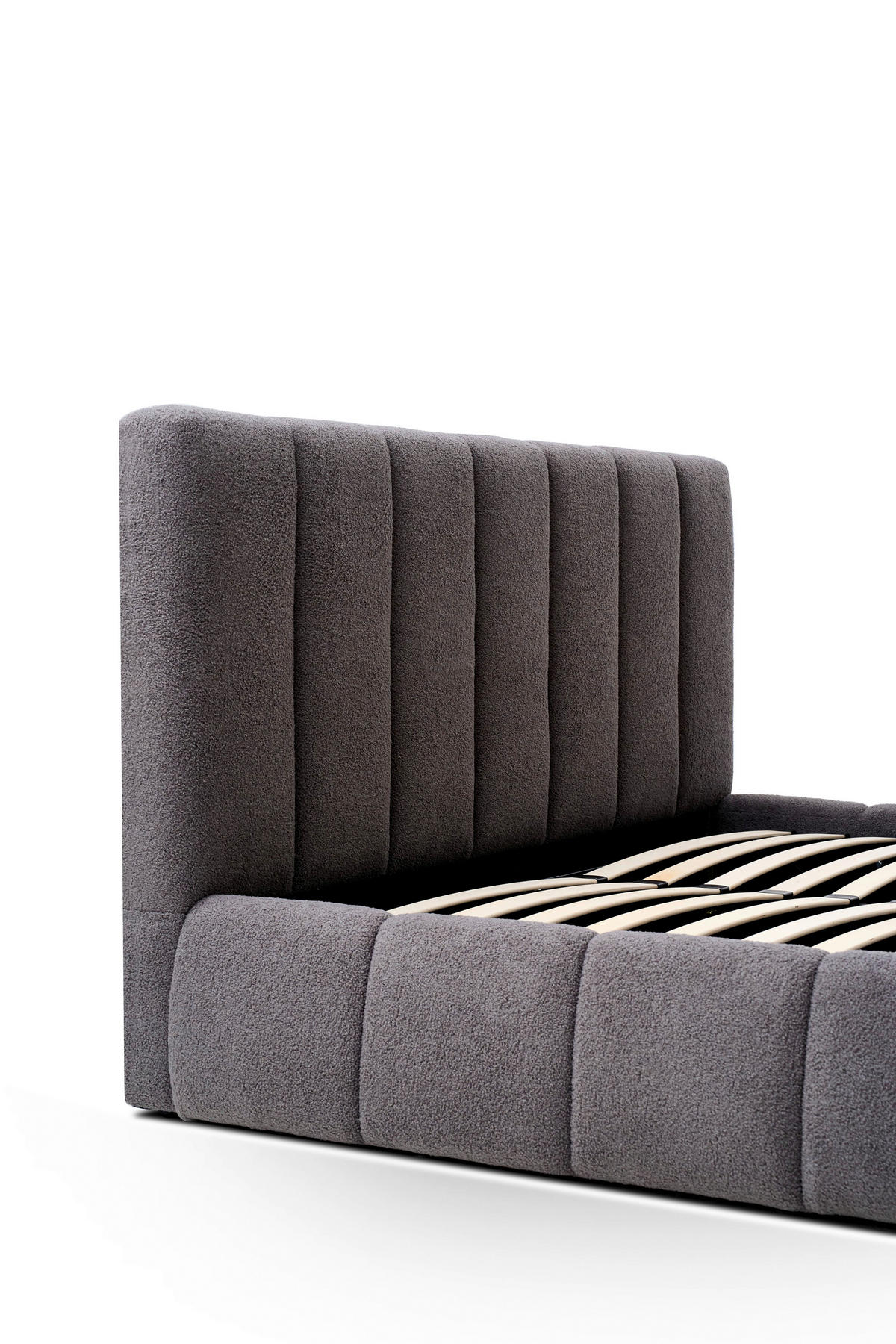 POLSTERBETT gepolstertes Kopfteil, Lattenrost, Bettkasten 180/200 cm  in Grau  - Schwarz/Naturfarben, Design, Holz/Kunststoff (180/200cm) - Boxxx