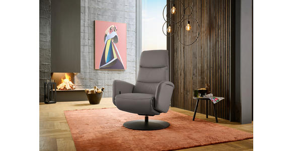 RELAXSESSEL in Leder Hellgrau  - Hellgrau/Schwarz, Design, Leder/Metall (76/108/86cm) - Dieter Knoll