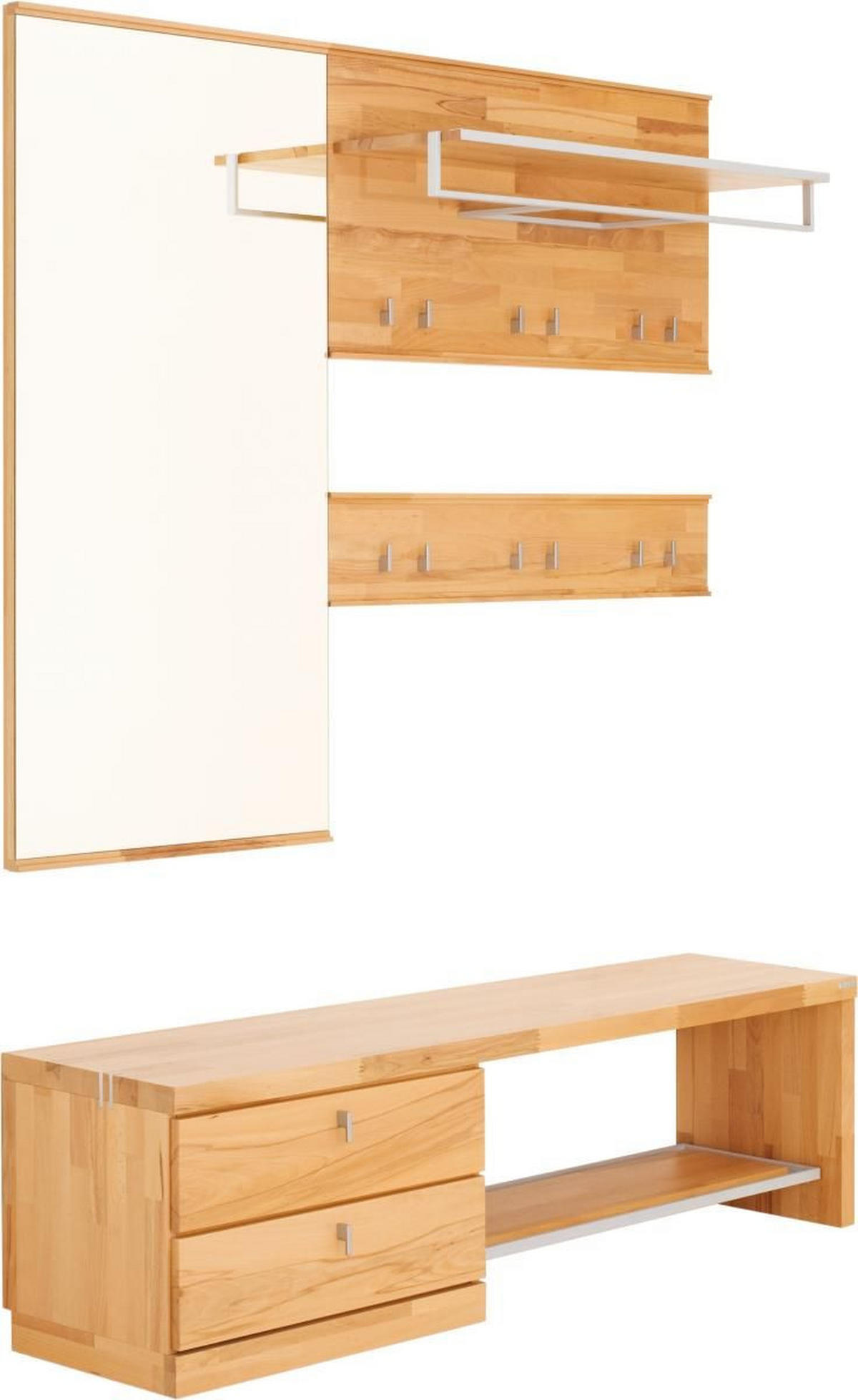 GARDEROBE 4-teilig  in 160/200/38 cm  - Buchefarben, Design, Glas/Holz (160/200/38cm) - Linea Natura