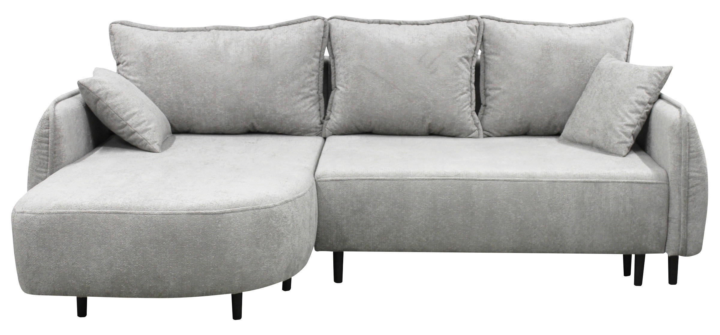 ECKSOFA MURANO Hellgrau Chenille Zierkissen, Rückenkissen, Bettkasten  - Hellgrau/Schwarz, Design, Holz/Textil (167/242cm) - MID.YOU