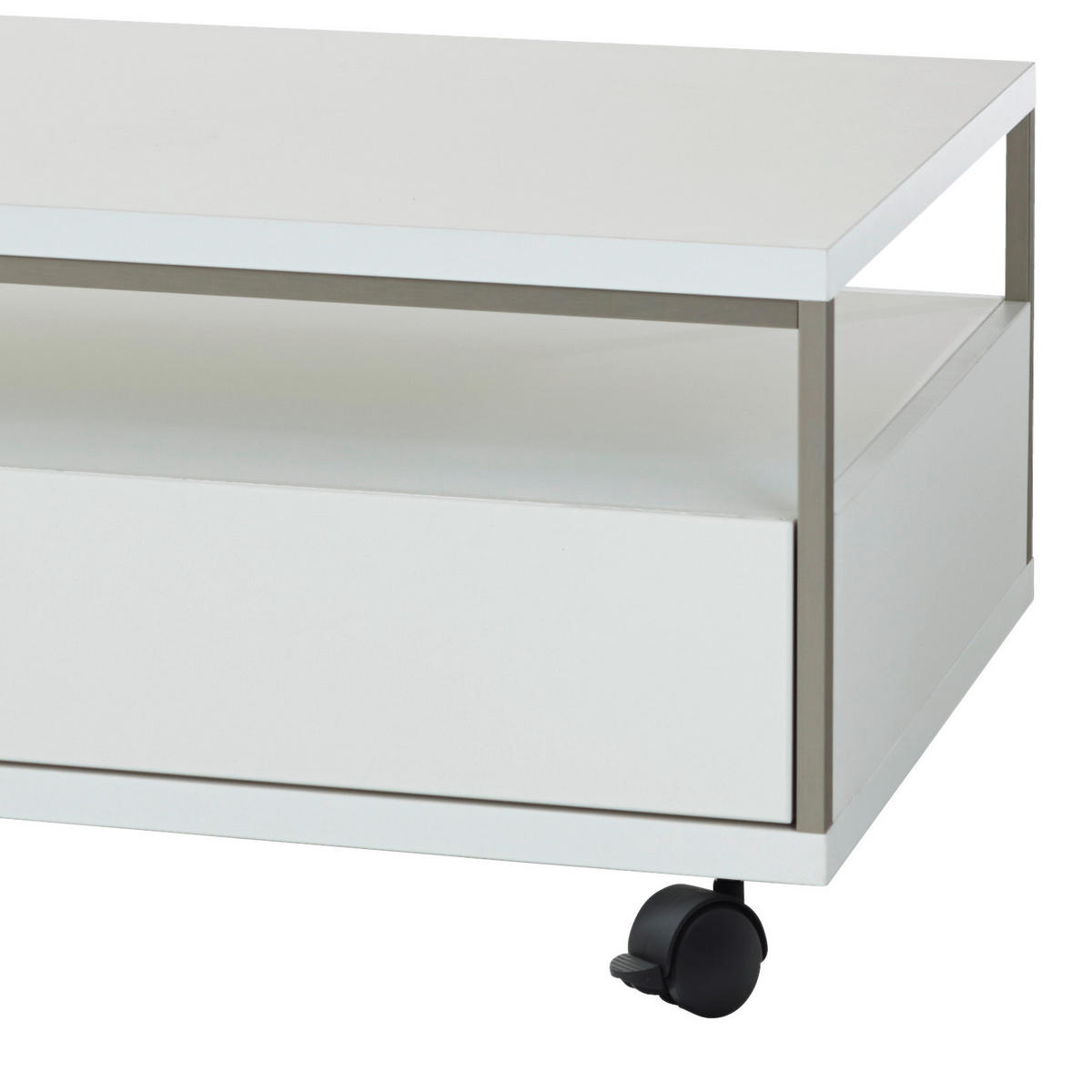 COUCHTISCH in Metall, Holzwerkstoff 115/70/40 cm  - Weiss/Silberfarben, Design, Holzwerkstoff/Kunststoff (115/70/40cm) - Livetastic