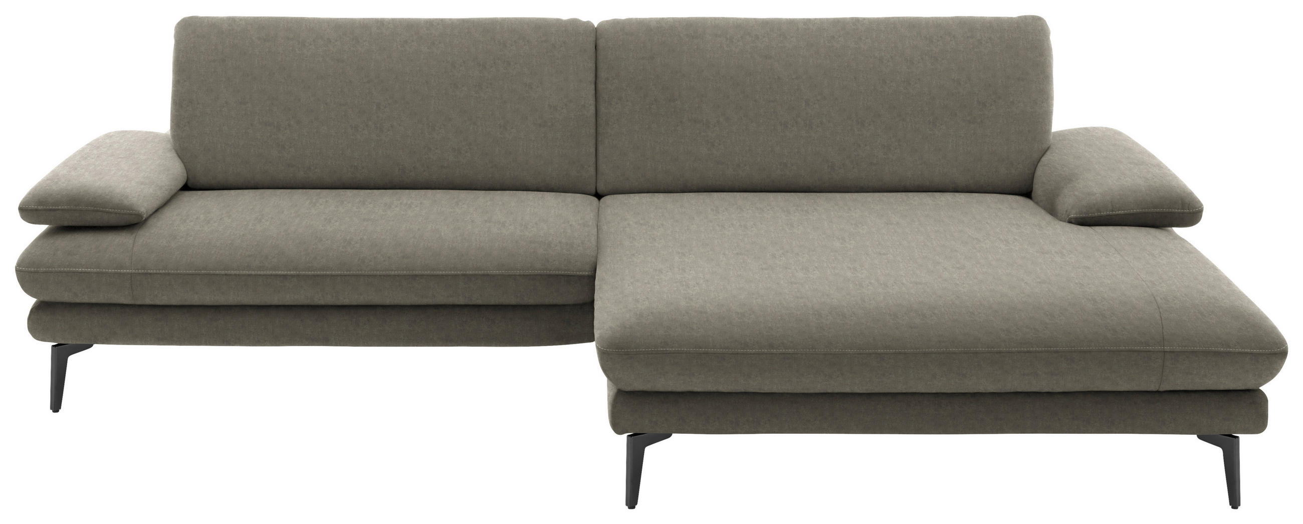 ECKSOFA in Velours Grau  - Schwarz/Grau, Design, Textil/Metall (284/184cm) - Dieter Knoll