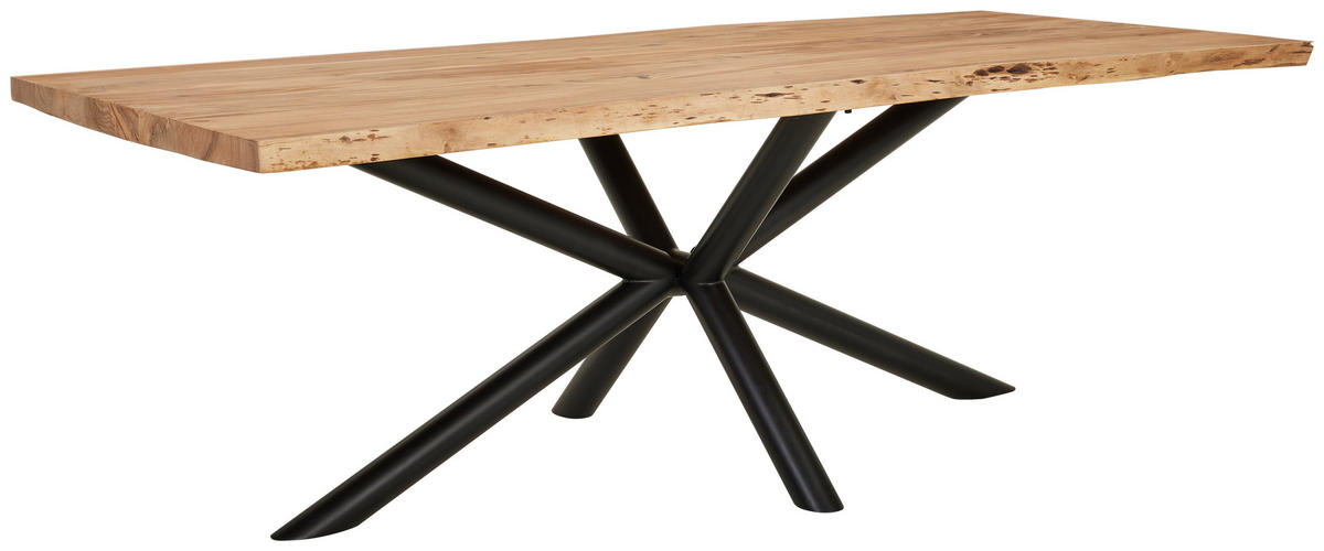 ESSTISCH Akazie vollmassiv rechteckig Schwarz, Akaziefarben  - Schwarz/Akaziefarben, ROMANTIK / LANDHAUS, Holz/Metall (220/100/78cm) - Landscape