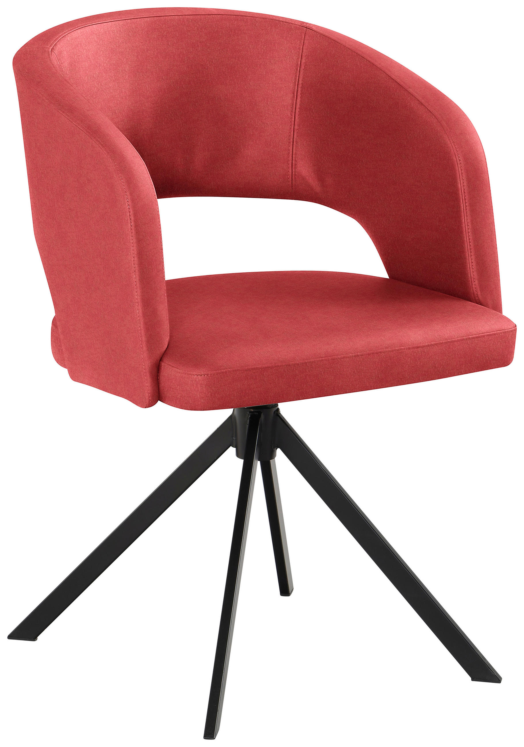 ARMLEHNSTUHL  Stoffauswahl, Sitzfläche 360° drehbar, inklusive Armlehnen, automatische Rückholfunktion Lederlook (vegan)  Rot  - Rot/Schwarz, Konventionell, Textil/Metall (56/84/59cm) - Moderano