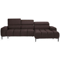ECKSOFA in Samt, Webstoff Graubraun  - Graubraun/Schwarz, Design, Textil/Metall (270/177cm) - Welnova