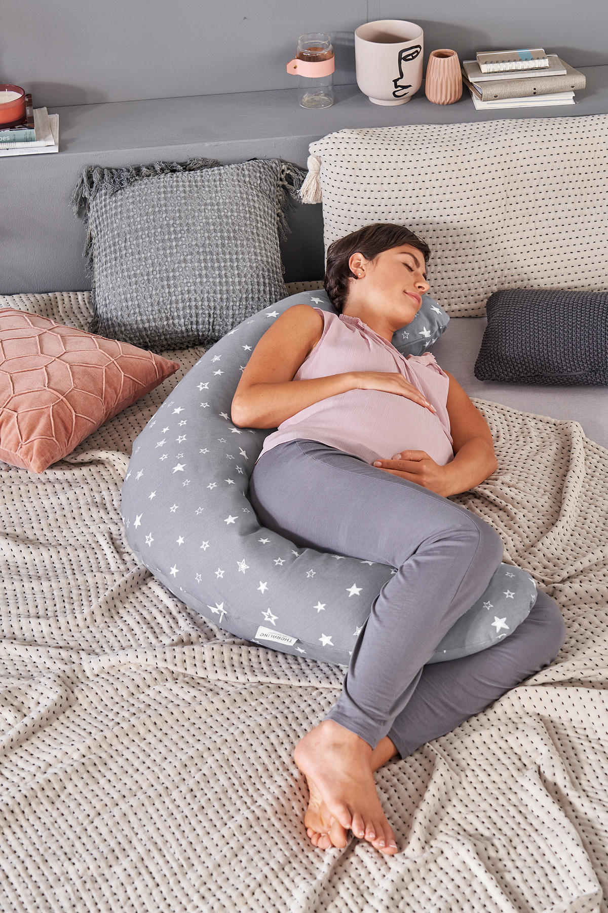 STILLKISSEN 190 cm Das Original Theraline   - Taupe, Basics, Textil (190cm) - Theraline