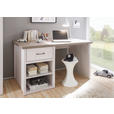 SCHREIBTISCH 141/81/77 cm in Weiß, Trüffeleichefarben - Trüffeleichefarben/Graphitfarben, LIFESTYLE, Holzwerkstoff/Metall (141/81/77cm) - Carryhome