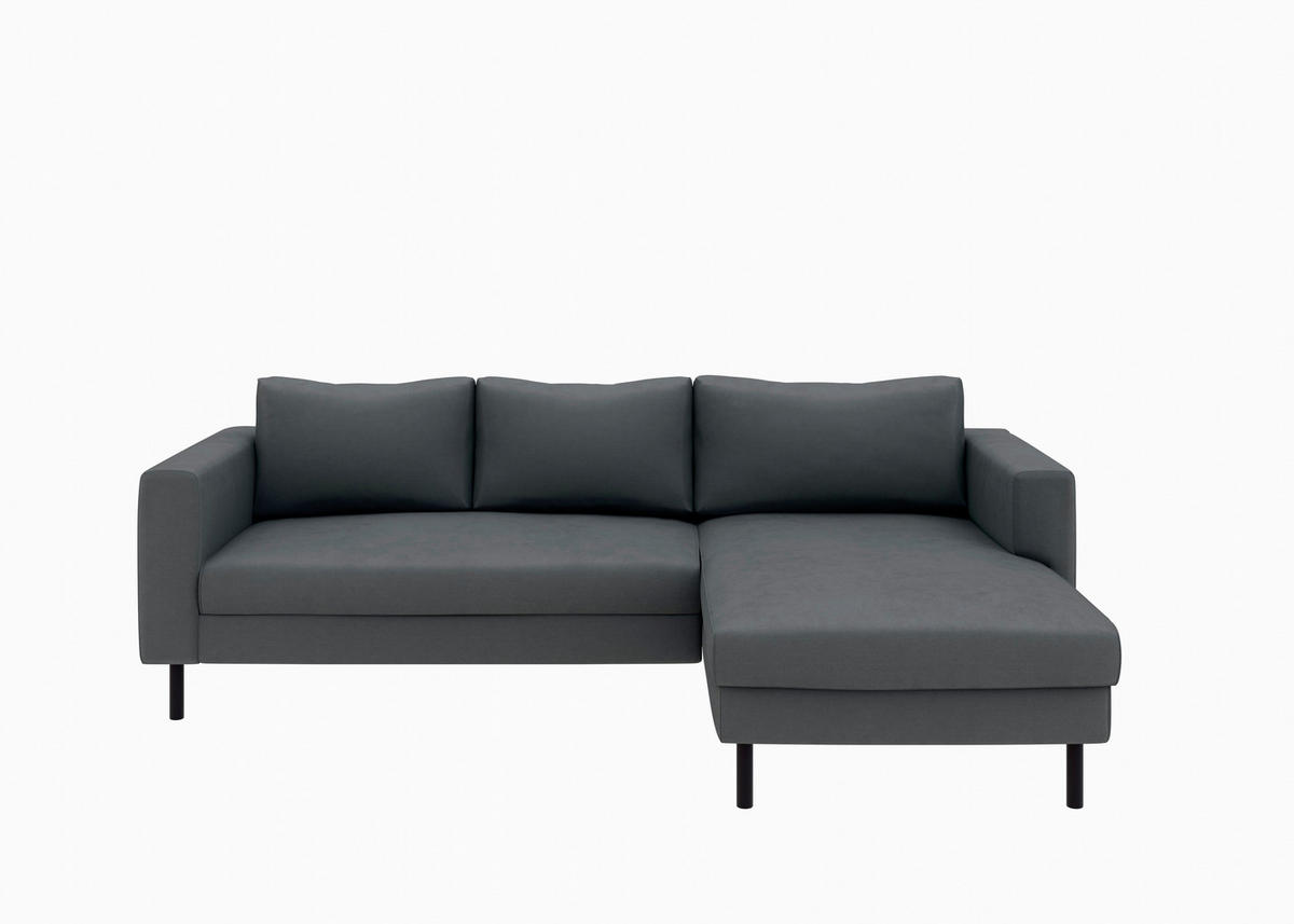 ECKSOFA Anthrazit Struktur  - Anthrazit/Schwarz, MODERN, Textil/Metall (232/161cm) - Trendmanufaktur