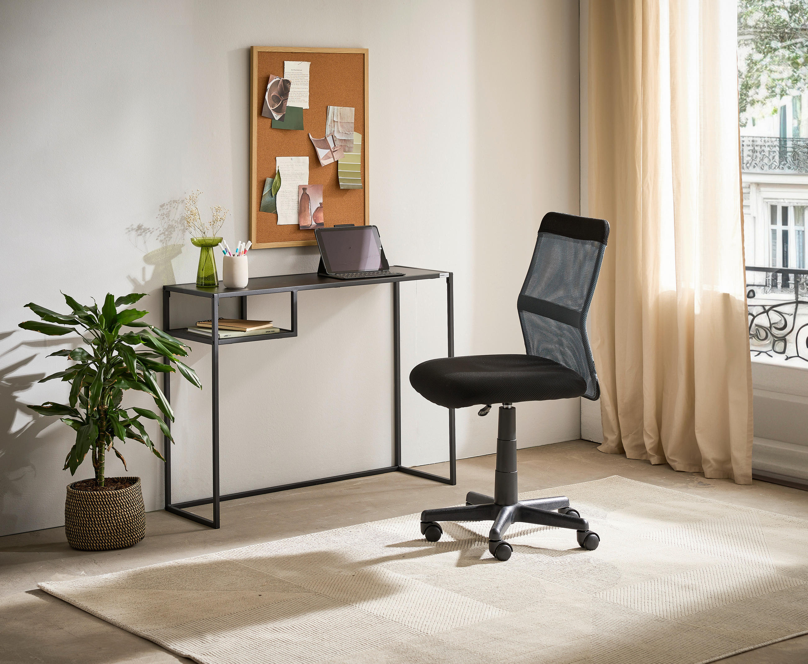 SCHREIBTISCH 99,4/32,4/75 cm  in Schwarz  - Schwarz, LIFESTYLE, Holzwerkstoff/Metall (99,4/32,4/75cm) - Carryhome