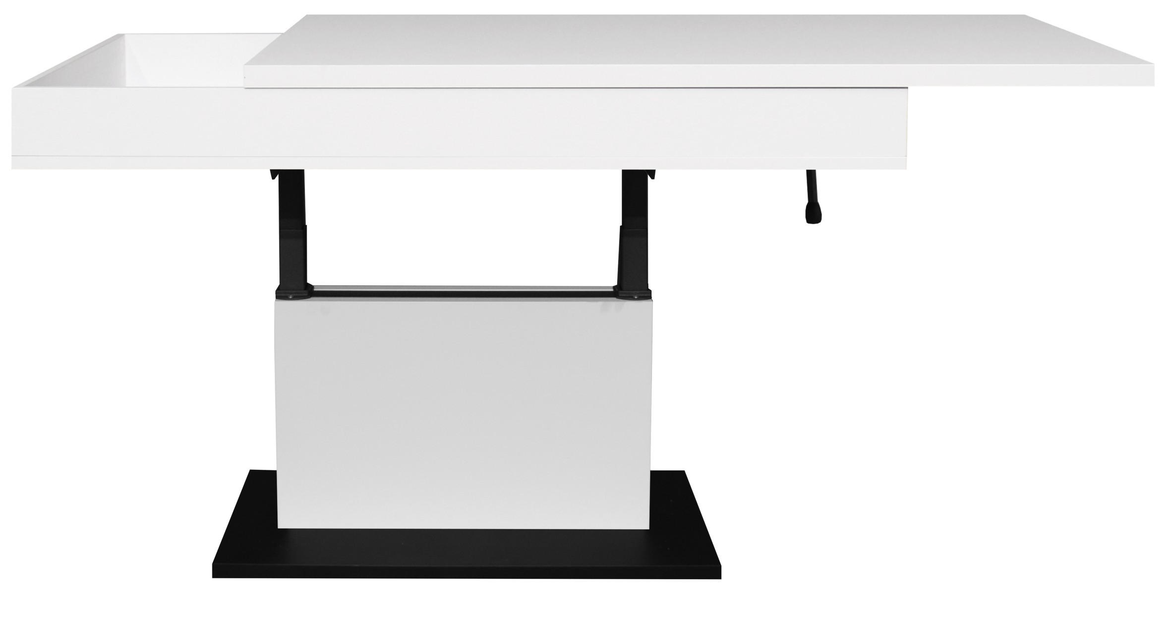 COUCHTISCH Lift Couchtisch rechteckig Schwarz, Weiß  - Schwarz/Weiß, Design, Holzwerkstoff/Metall (110/58-77/60cm) - MID.YOU