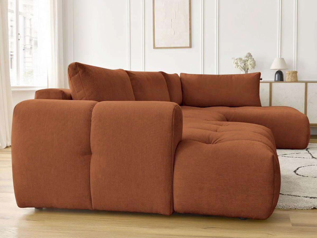 WOHNLANDSCHAFT  FUJI  Orange Leinenoptik  - Schwarz/Orange, MODERN, Kunststoff/Textil (160/377/204cm)