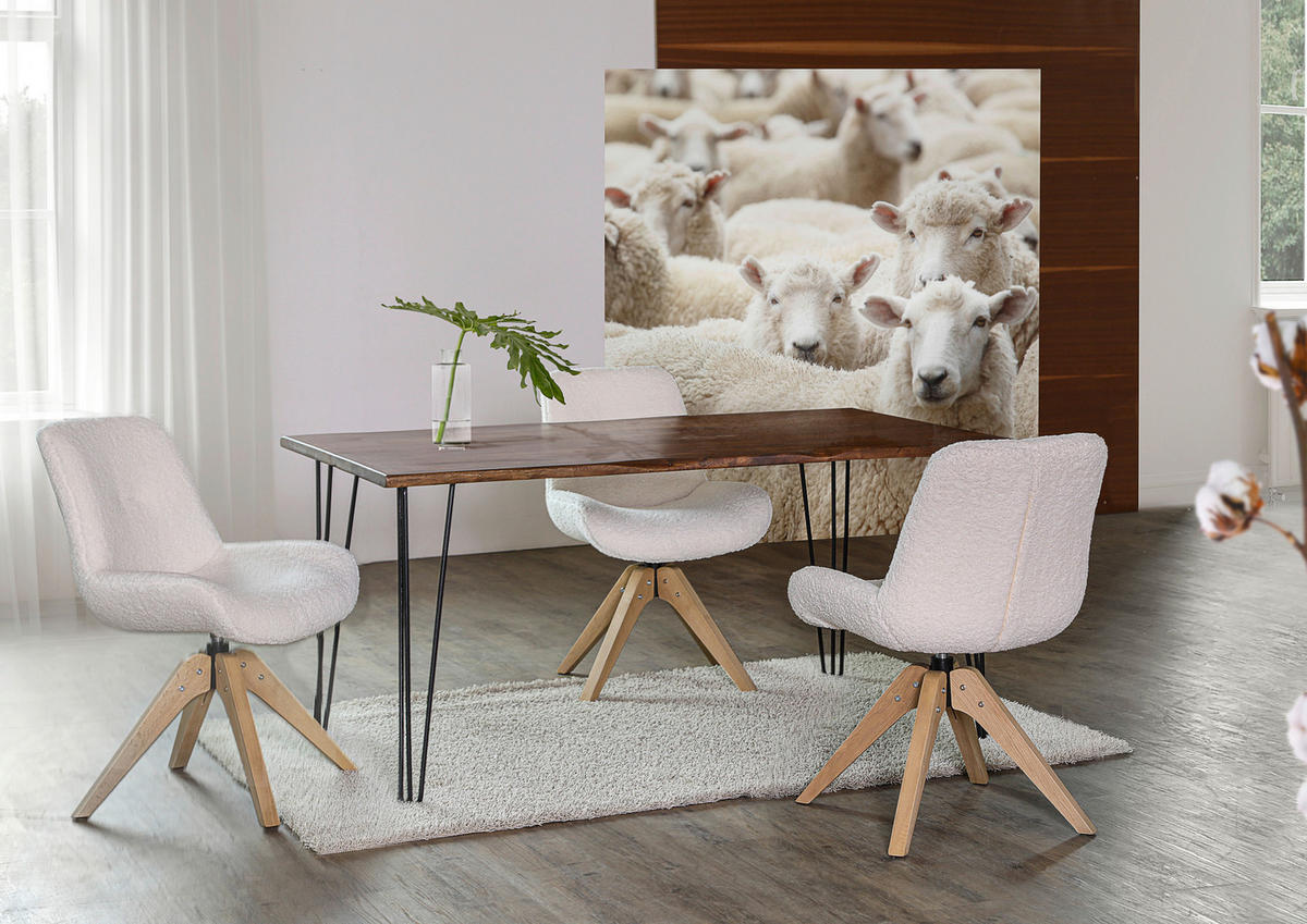 ESSTISCH      - Schwarz/Braun, KONVENTIONELL, Holz/Metall (160/90/76cm) - Milino