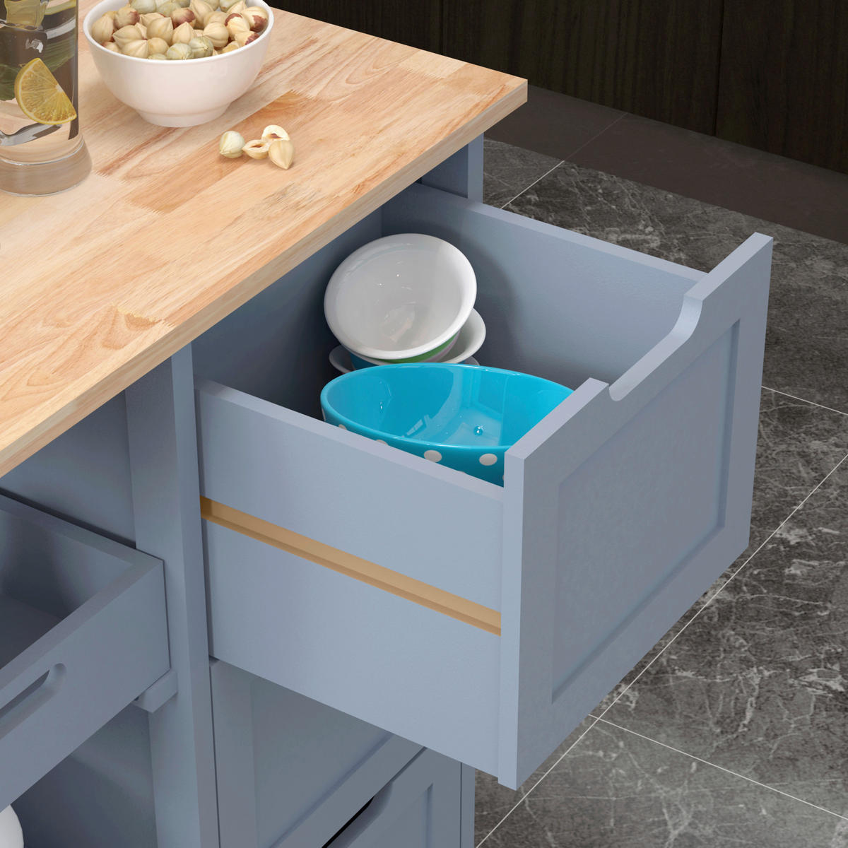 KÜCHENINSEL   in Grau, Naturfarben  - Naturfarben/Grau, Basics, Holz/Holzwerkstoff (67/84/37cm) - MID.YOU