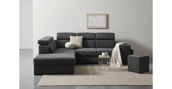 ECKSOFA  in Webstoff Dunkelgrau  - Dunkelgrau/Schwarz, KONVENTIONELL, Holz/Textil (244/283cm) - Carryhome
