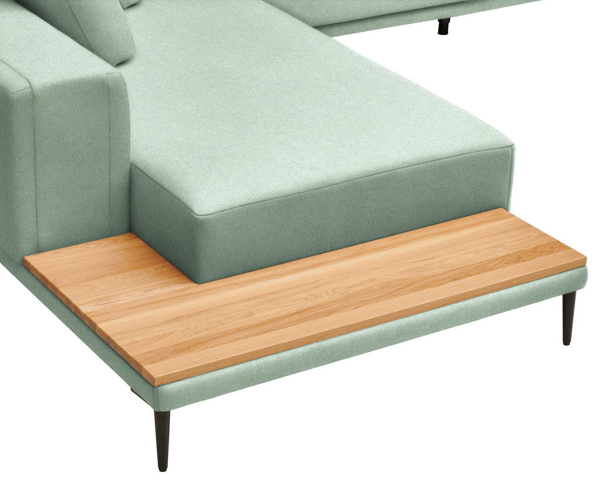 ECKSOFA  in Leinwand Mintgrün  271/318 cm  - Schwarz/Mintgrün, Design, Textil/Metall (271/318cm) - Belluti