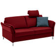 3-SITZER-SOFA in Echtleder Rot  - Rot/Alufarben, Design, Leder/Metall (190/82/99cm) - Dieter Knoll