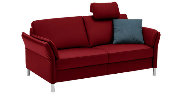 3-SITZER-SOFA in Echtleder Rot  - Rot/Alufarben, Design, Leder/Metall (190/82/99cm) - Dieter Knoll