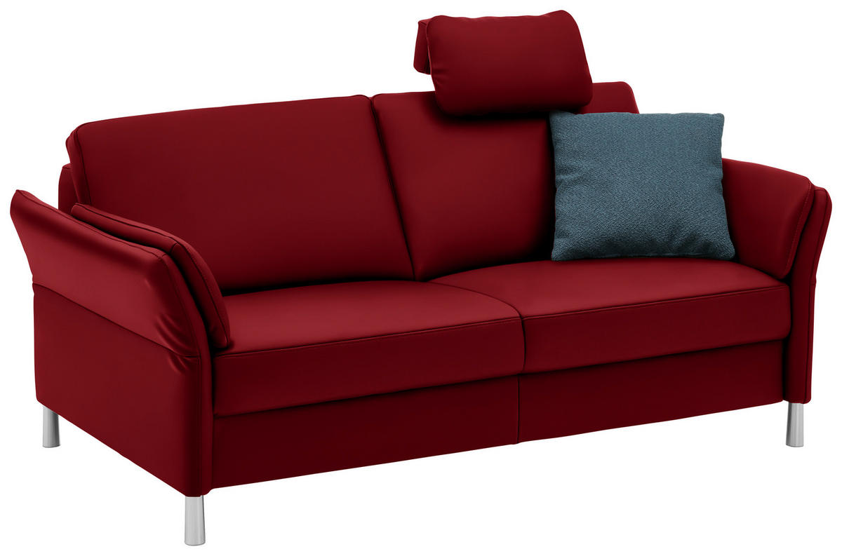 3-SITZER-SOFA in Echtleder Rot  - Rot/Alufarben, Design, Leder/Metall (190/82/99cm) - Dieter Knoll