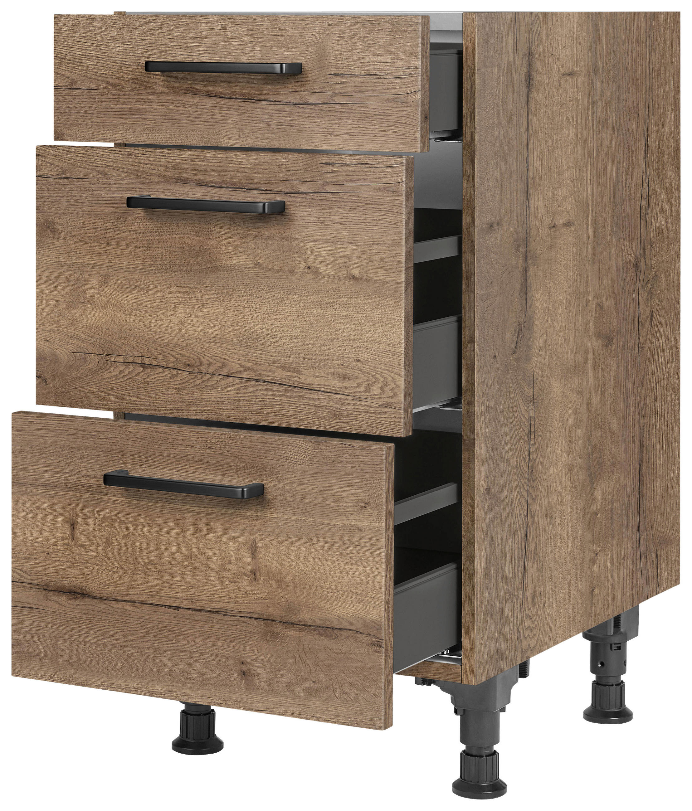 SCHUBKASTENUNTERSCHRANK 45/87/56 cm in Eiche dunkel - Eiche dunkel/Schwarz, MODERN, Holzwerkstoff/Metall (45/87/56cm) - Nobilia