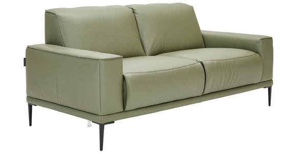 2-SITZER-SOFA in Leder Olivgrün - Schwarz/Olivgrün, Design, Leder/Metall (180/82/92cm) - Johann Jakob