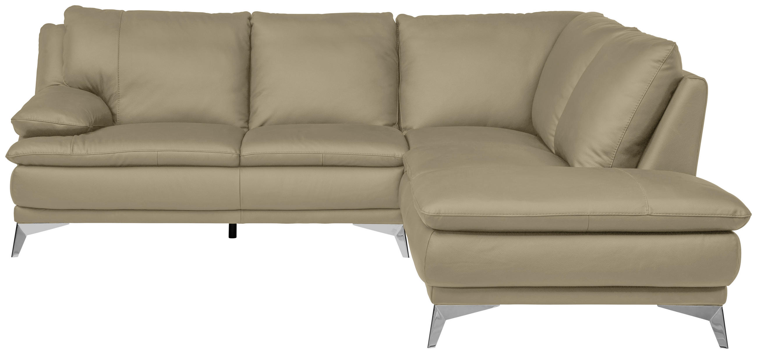 ECKSOFA Fango Echtleder  - Chromfarben/Fango, Design, Leder/Metall (242/224cm) - Novel