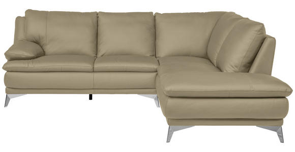 ECKSOFA Fango Echtleder  - Chromfarben/Fango, Design, Leder/Metall (242/224cm) - Novel