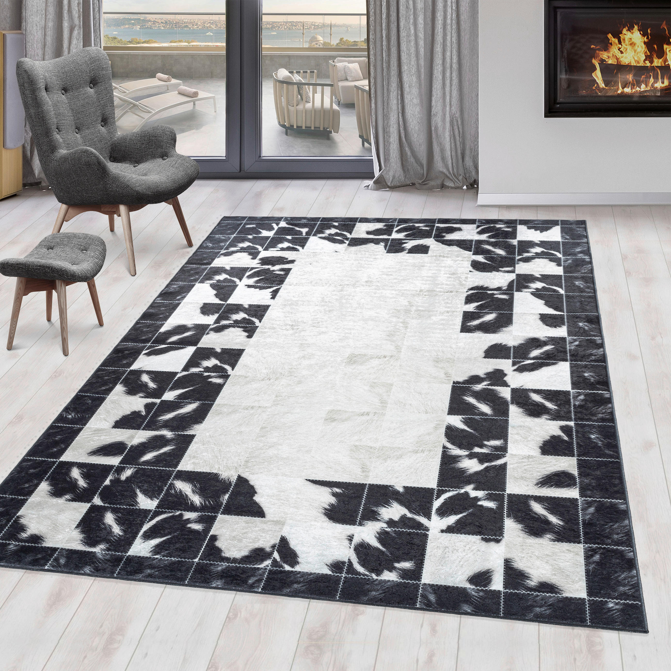 LÄUFER 80/250 cm Fiesta  - Creme/Schwarz, Design, Leder/Textil (80/250cm) - Novel