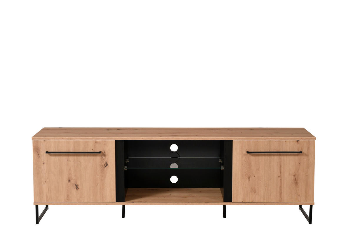 NÍZKA KOMODA, čierna, farba duba, 170,5/54/42 cm - čierna/farba duba, Basics, kompozitné drevo (170,5/54/42cm) - Xora