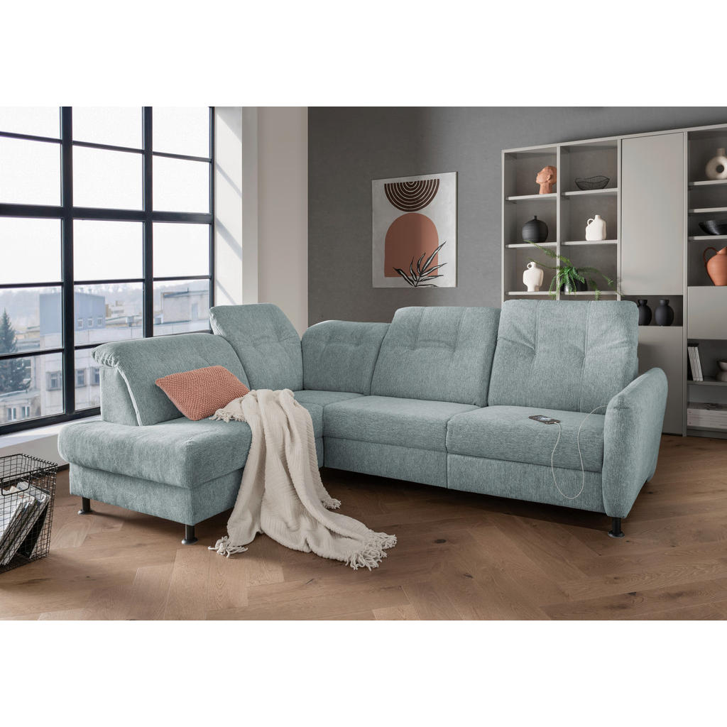 Thumbnail - Livetastic Ecksofa, Blau, Textil, Uni, 3-Sitzer, L-Form, Ottomane links, 270x198 cm, Made in EU, seitenverkehrt erhältli...