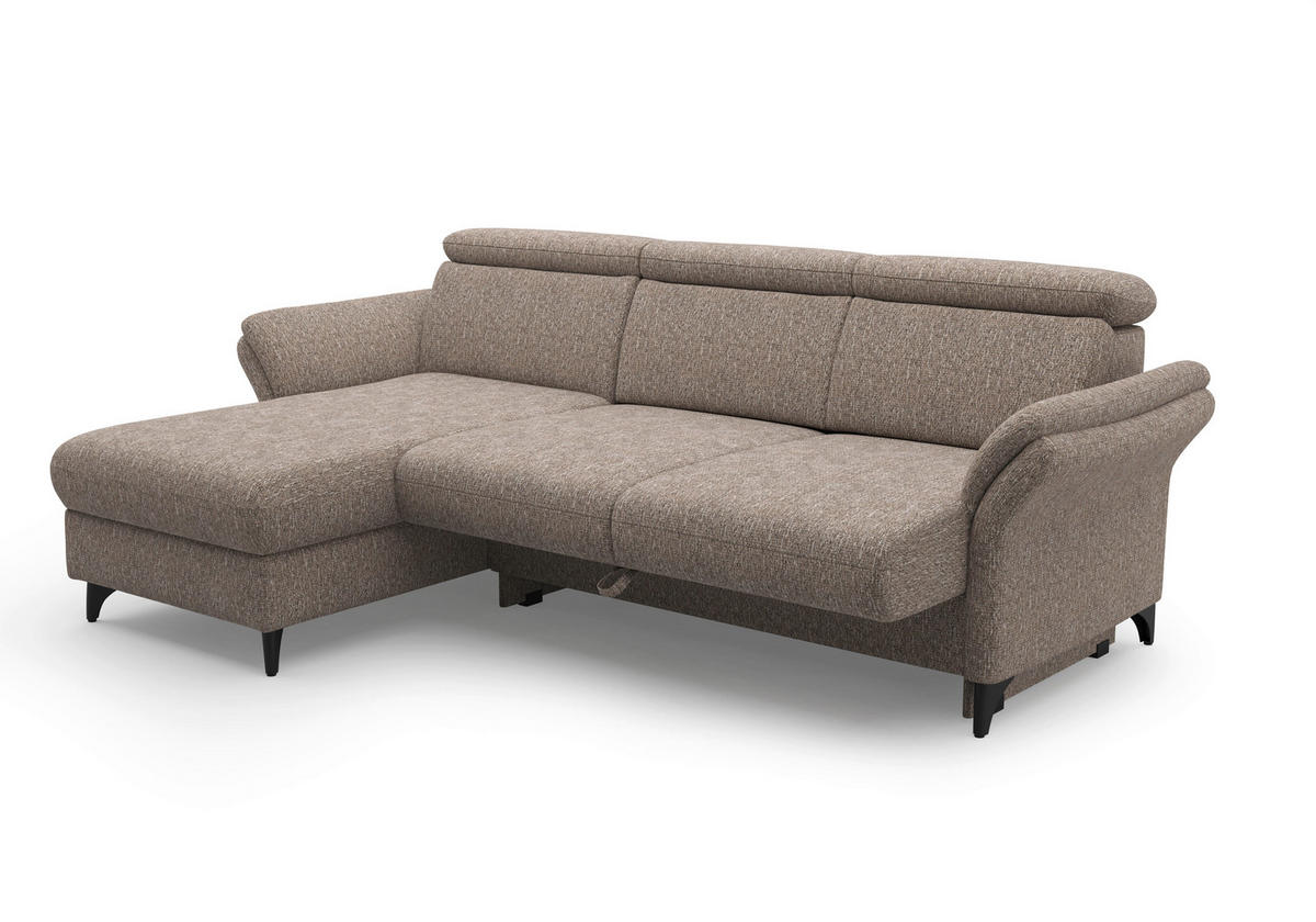 ECKSOFA GLENDALE E Cappuccino Chenille  - Schwarz/Cappuccino, KONVENTIONELL, Textil/Metall (166/253cm) - Sit & More