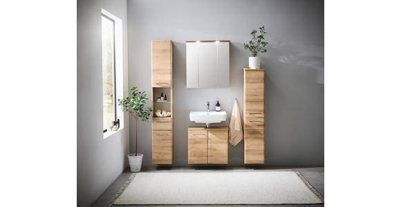 WASCHBECKENUNTERSCHRANK 60/53/33 cm  - Chromfarben/Eichefarben, KONVENTIONELL, Holzwerkstoff/Metall (60/53/33cm) - Xora