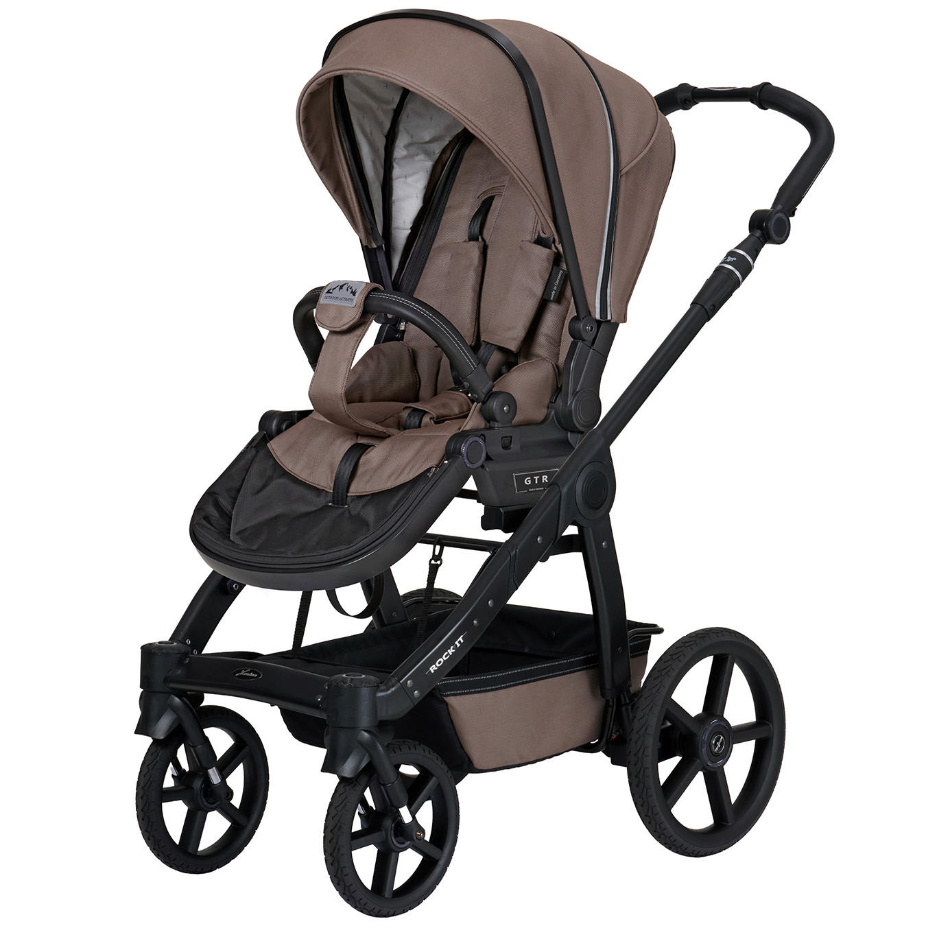 KINDERWAGENSET ROCK IT Outdoor  - Schwarz/Cappuccino, Basics, Textil/Metall (102/58/120cm) - Hartan