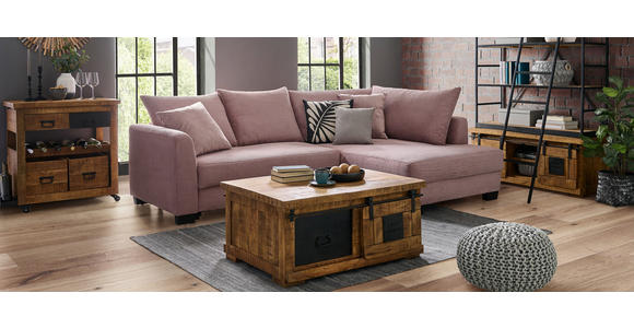 ECKSOFA in Cord Rosa  - Schwarz/Rosa, KONVENTIONELL, Holz/Textil (267/181cm) - Carryhome