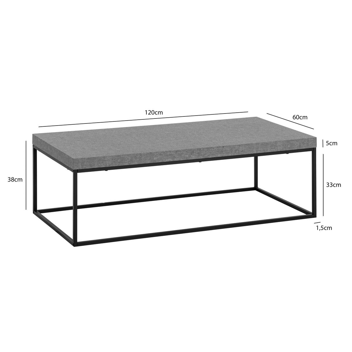 COUCHTISCH in Holzwerkstoff 120/60/38 cm  - Schwarz/Grau, Design, Holzwerkstoff/Metall (120/60/38cm) - Livetastic
