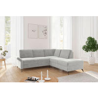ECKSOFA Flachgewebe Hellgrau  - Hellgrau/Schwarz, Konventionell, Textil/Metall (240/216cm) - Sit & More