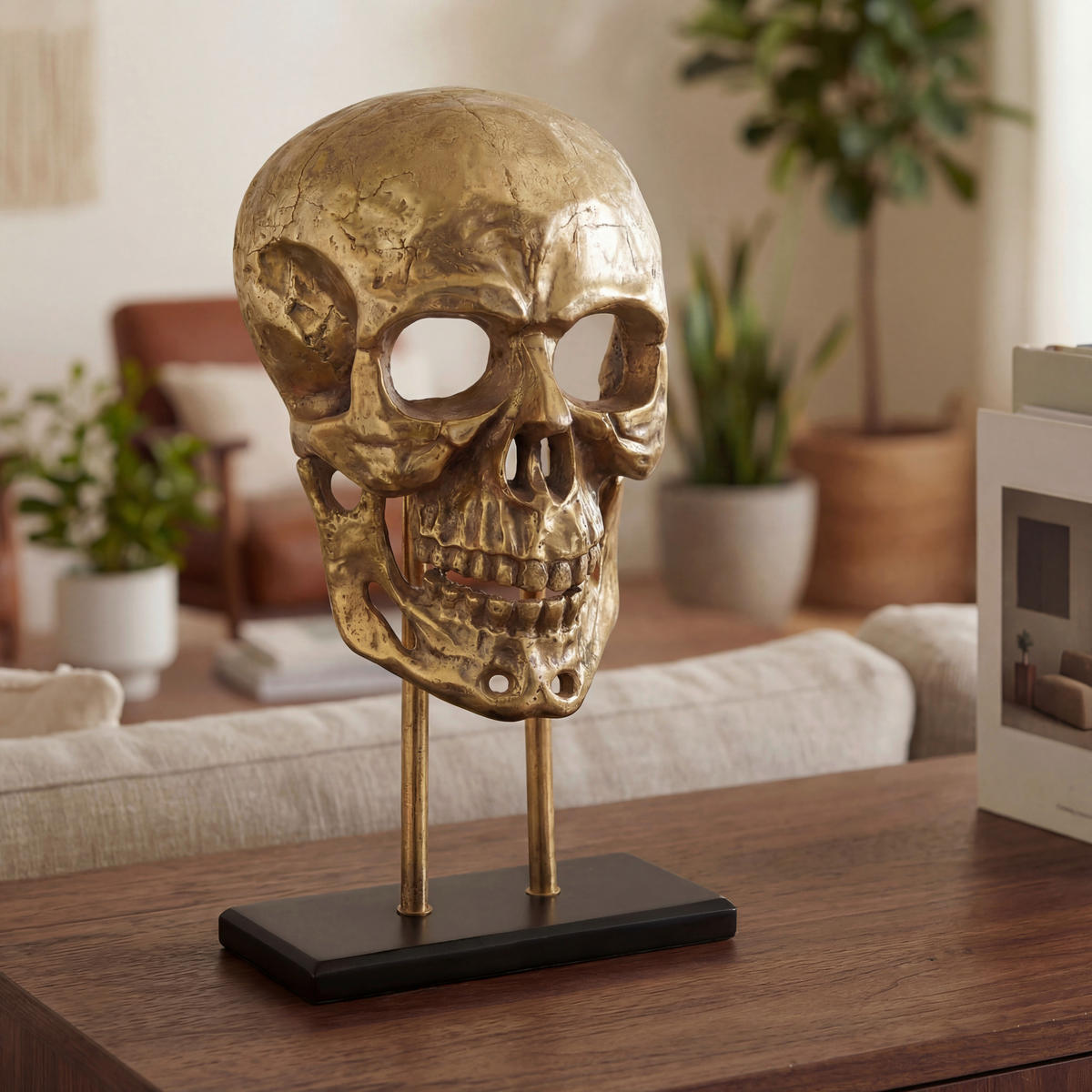 DEKOSCHÄDEL  - Goldfarben, Design, Metall (32,5/57/17cm) - Livetastic