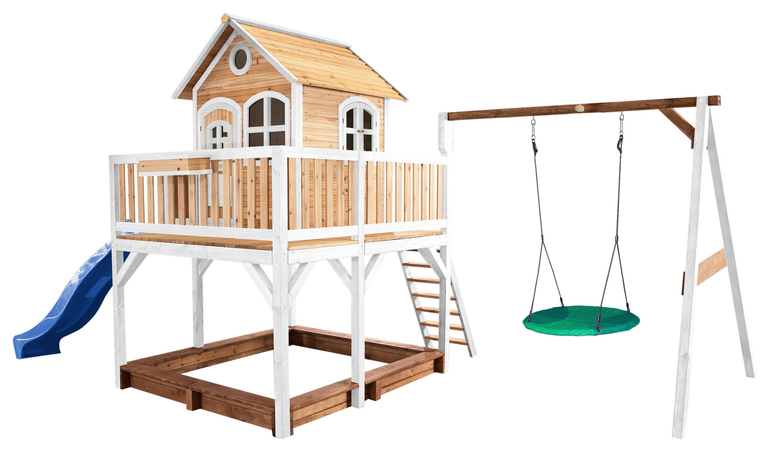 SPIELTURM 613/291/277 cm  - Blau/Weiss, Konventionell, Holz (613/291/277cm)