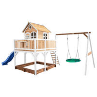 SPIELTURM 613/291/277 cm  - Blau/Braun, KONVENTIONELL, Holz (613/291/277cm) - Ambia Garden
